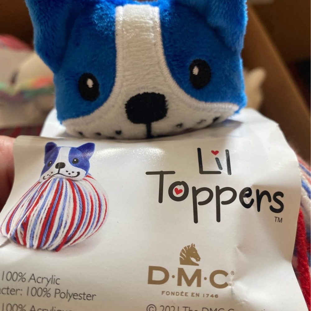 Blue and White DMC Lil Toppers Hat Accessory